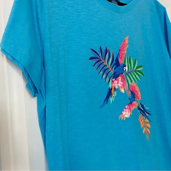 Blue Parrot Embroidered Women's Top - Picture 4 of 4